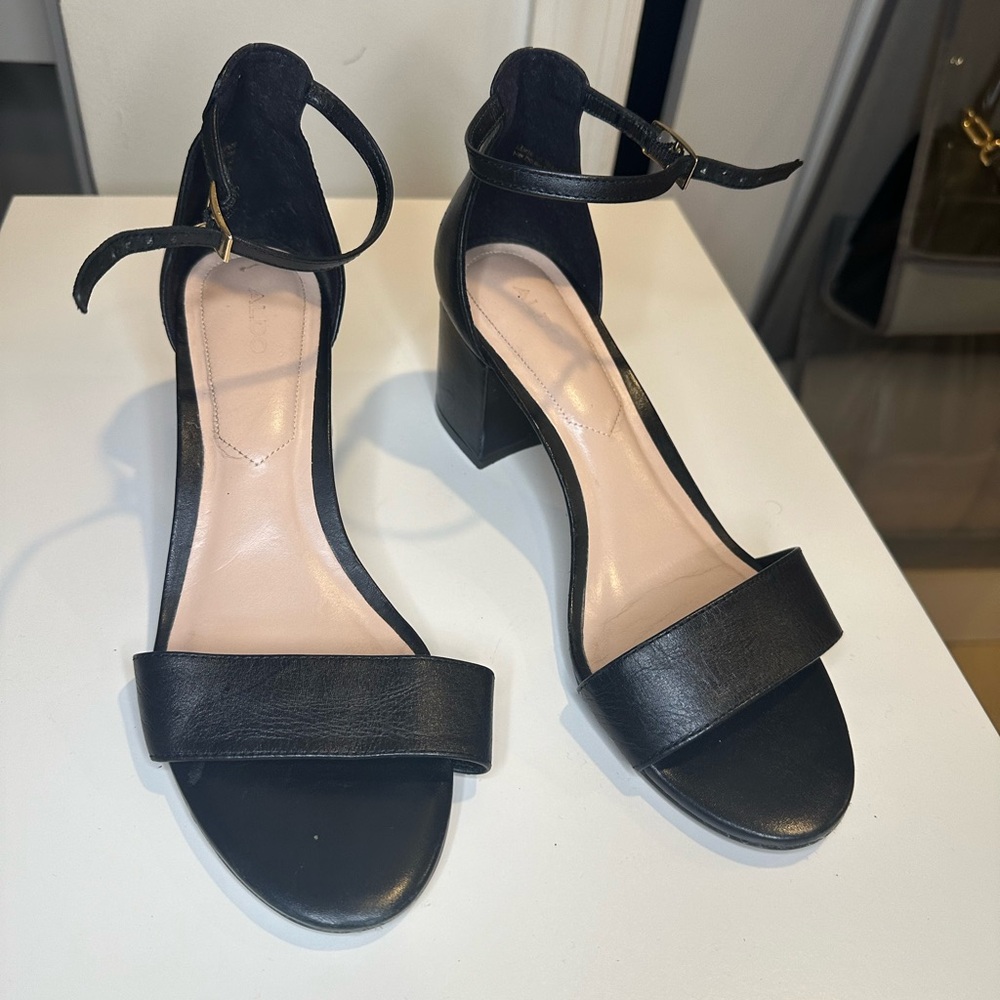 Aldo Elegant Black Women's Block Heeled Sandals